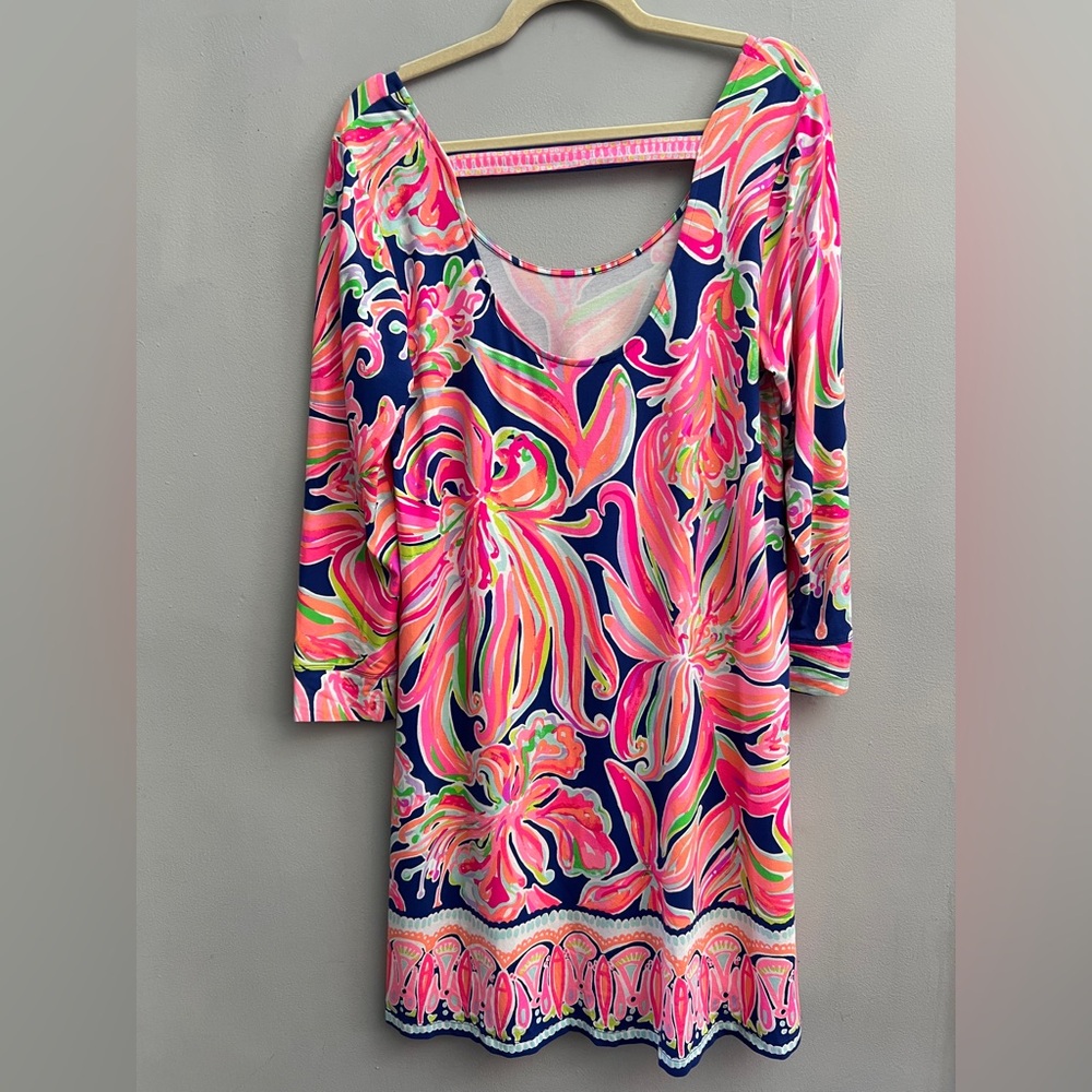 Lilly Pulitzer Emma Knit Jersey Banana Flambé Dress, Size Large - Picture 5 of 8
